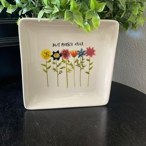 NWT Rae Dunn Floral Best Mother Ever Square Tray